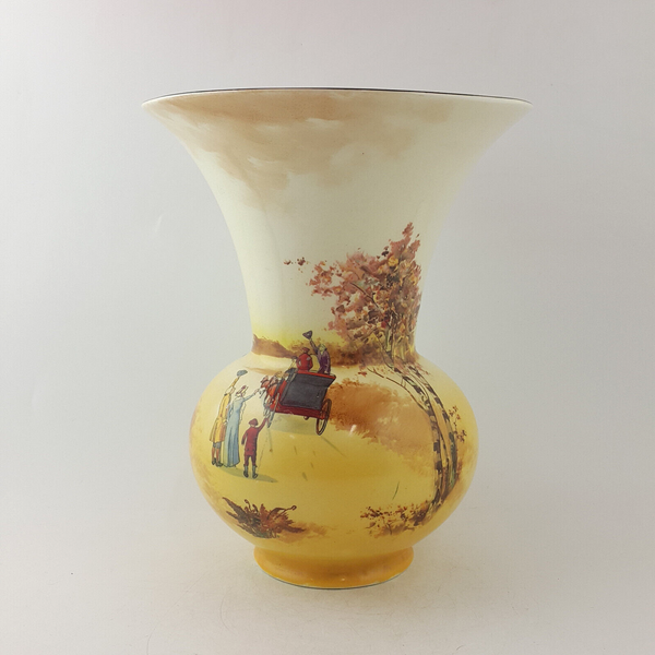 Royal Doulton Flared Trumpet-shaped Top Large Vase Coaching Days 8025 - RD 3418