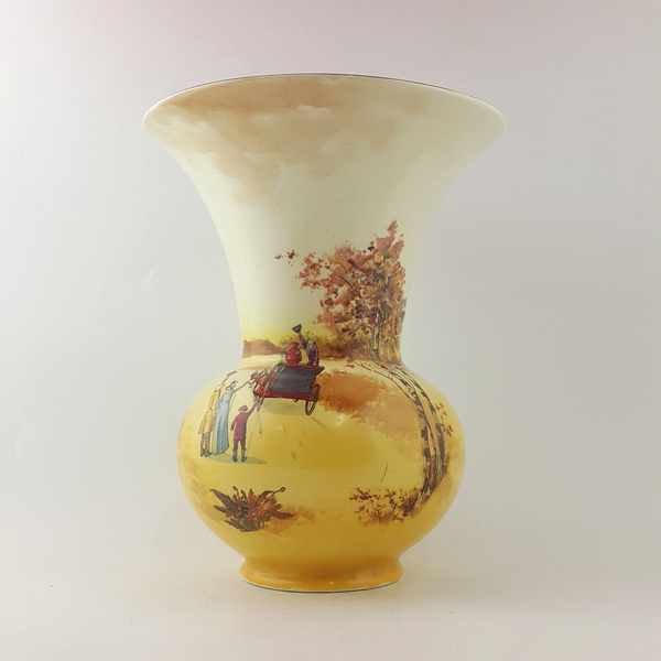 Royal Doulton Flared Trumpet-shaped Top Large Vase Coaching Days 8025 - RD 3418