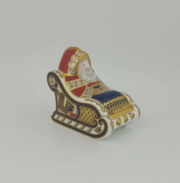 Royal Crown Derby Santa & Sleigh Paperweight - Gold Stopper