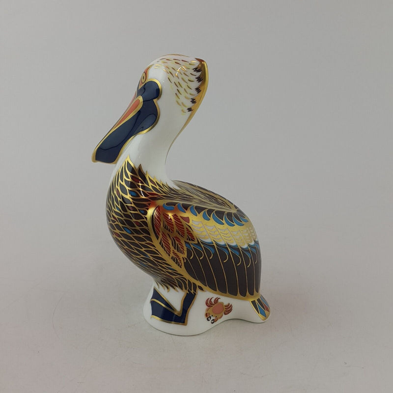Royal Crown Derby Paperweight Brown Pelican Silver Stopper - 8059 RCD