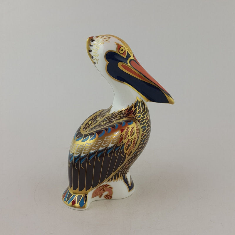 Royal Crown Derby Paperweight Brown Pelican Silver Stopper - 8059 RCD