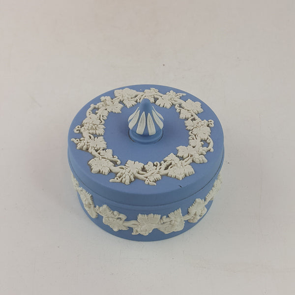 Wedgwood - Blue Jasperware Round Small Trinket Box - WD 2845