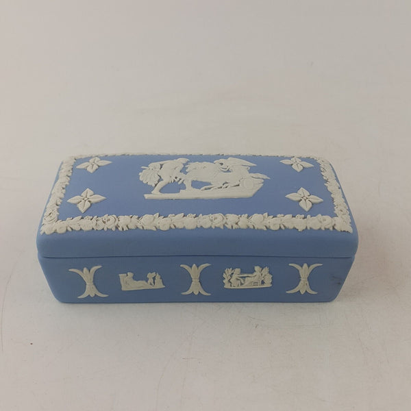 Wedgwood - Blue Jasperware Square Shaped Trinket Box - 8091 WD