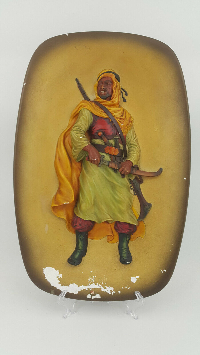 W.H. Bossons Wall Plaques Arab Solider Berber - Paint Chips