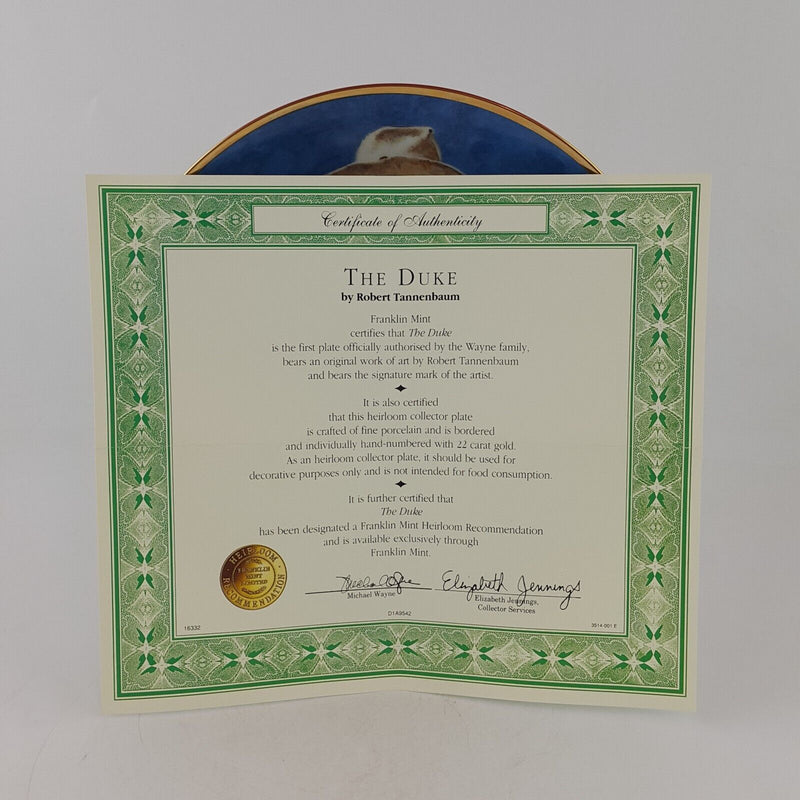 Franklin Mint Decorative Plate - The Duke With CoA - 6851 NA