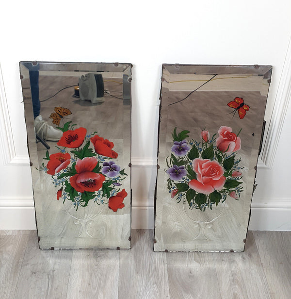 Pair Of Victorian Hand Painted Mirrors - OA 1996