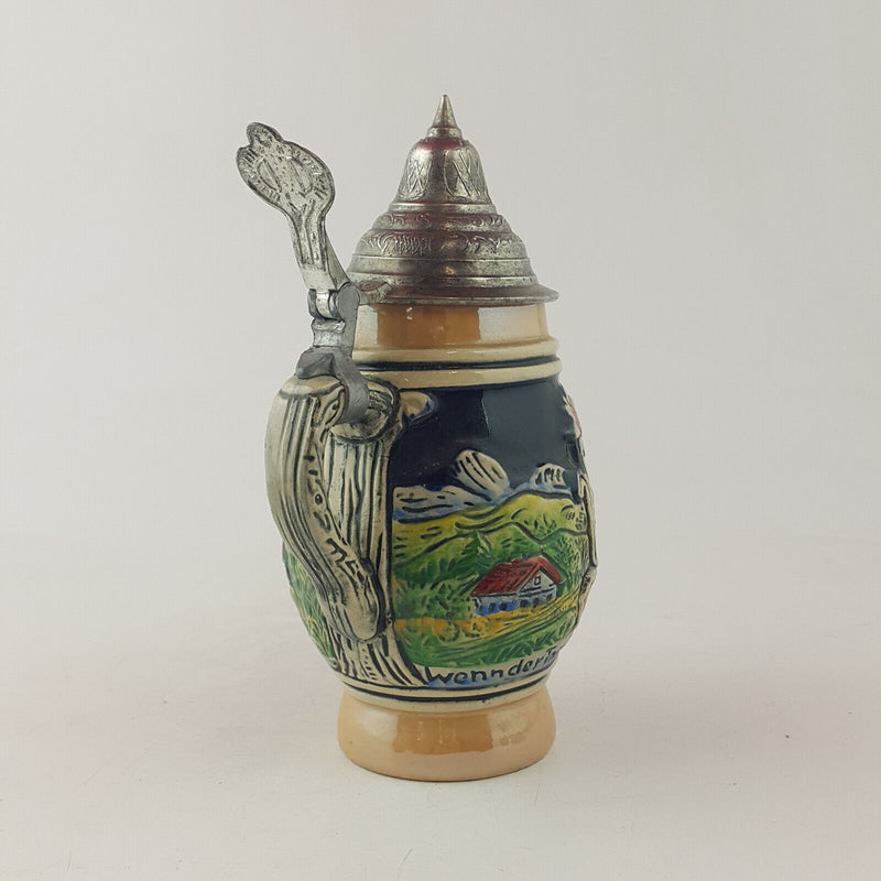 Vintage German Lidded Beer Stein / Tankard - OP 2553