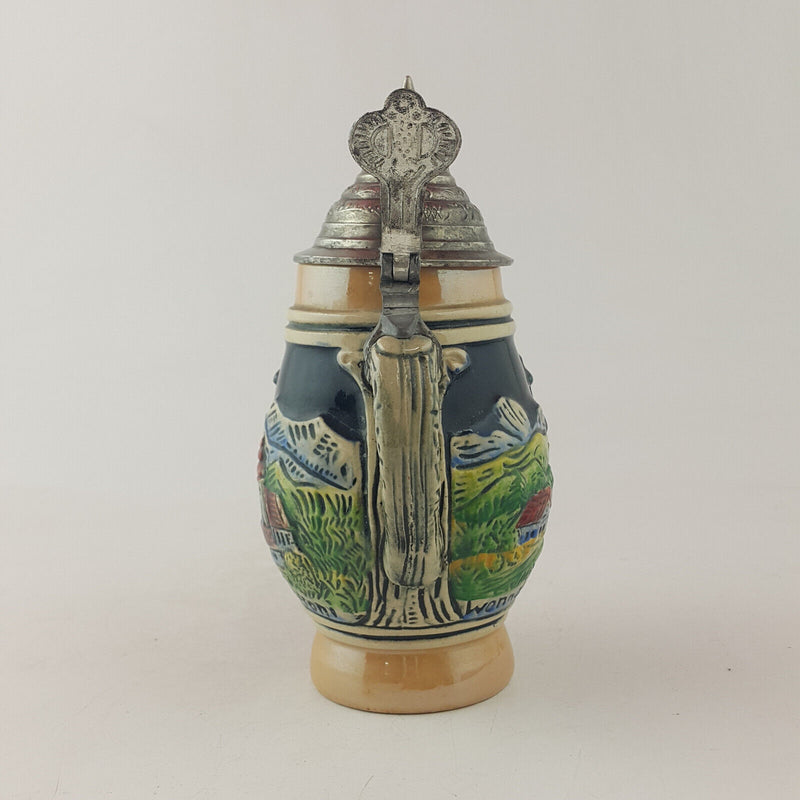 Vintage German Lidded Beer Stein / Tankard - OP 2553