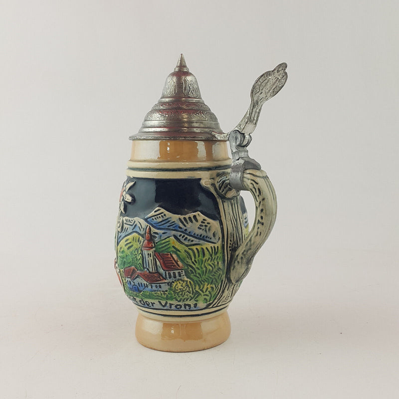 Vintage German Lidded Beer Stein / Tankard - OP 2553