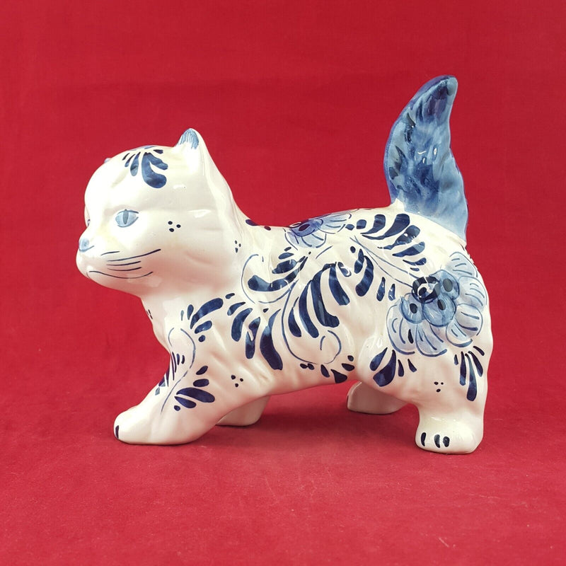 Delft Holland - Vintage Porcelain Blue & White Cat - OP 2599