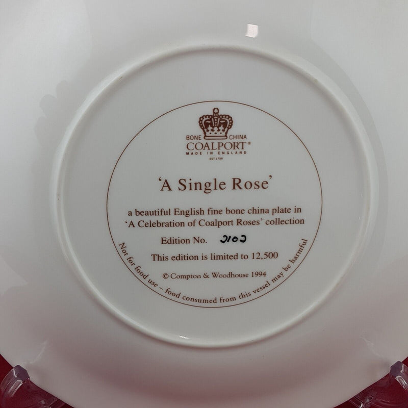 Coalport Decorative Plate A Single Rose with Box & CoA - 8236 CP