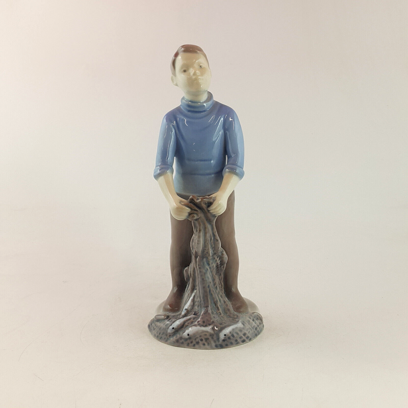 Royal Copenhagen B&G Figurine - Boy with Fish & Net 2338 - RCH 2299