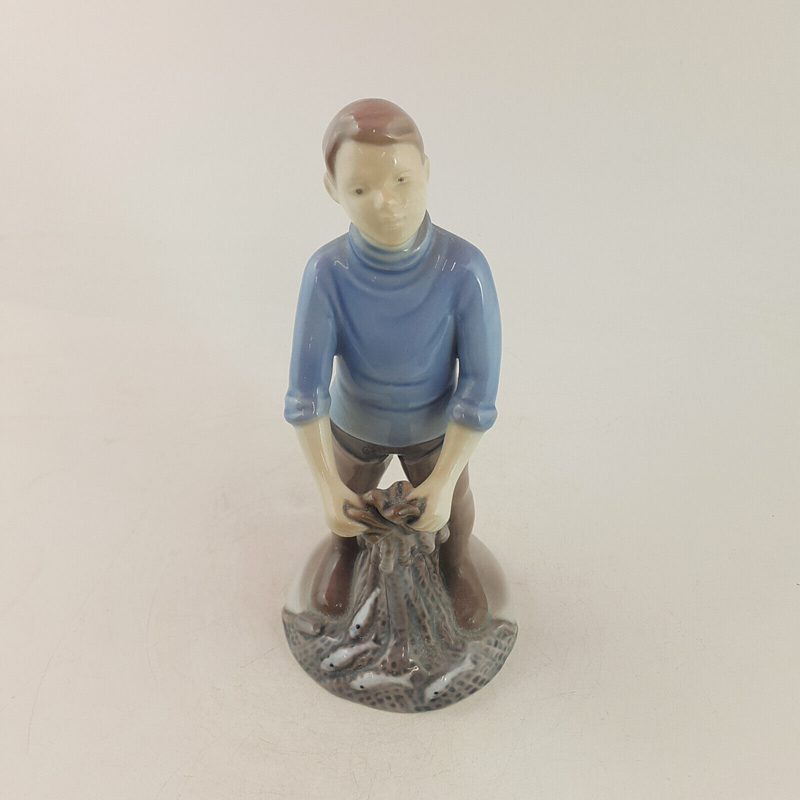 Royal Copenhagen B&G Figurine - Boy with Fish & Net 2338 - RCH 2299