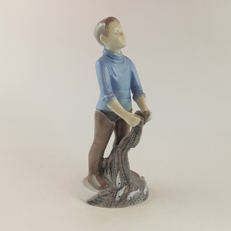 Royal Copenhagen B&G Figurine - Boy with Fish & Net 2338 - RCH 2299