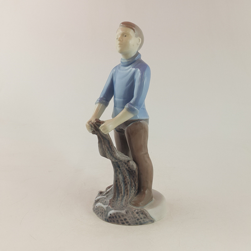 Royal Copenhagen B&G Figurine - Boy with Fish & Net 2338 - RCH 2299