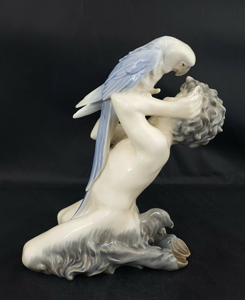 Royal Copenhagen Figurine 752 Faun Holding a Parrot