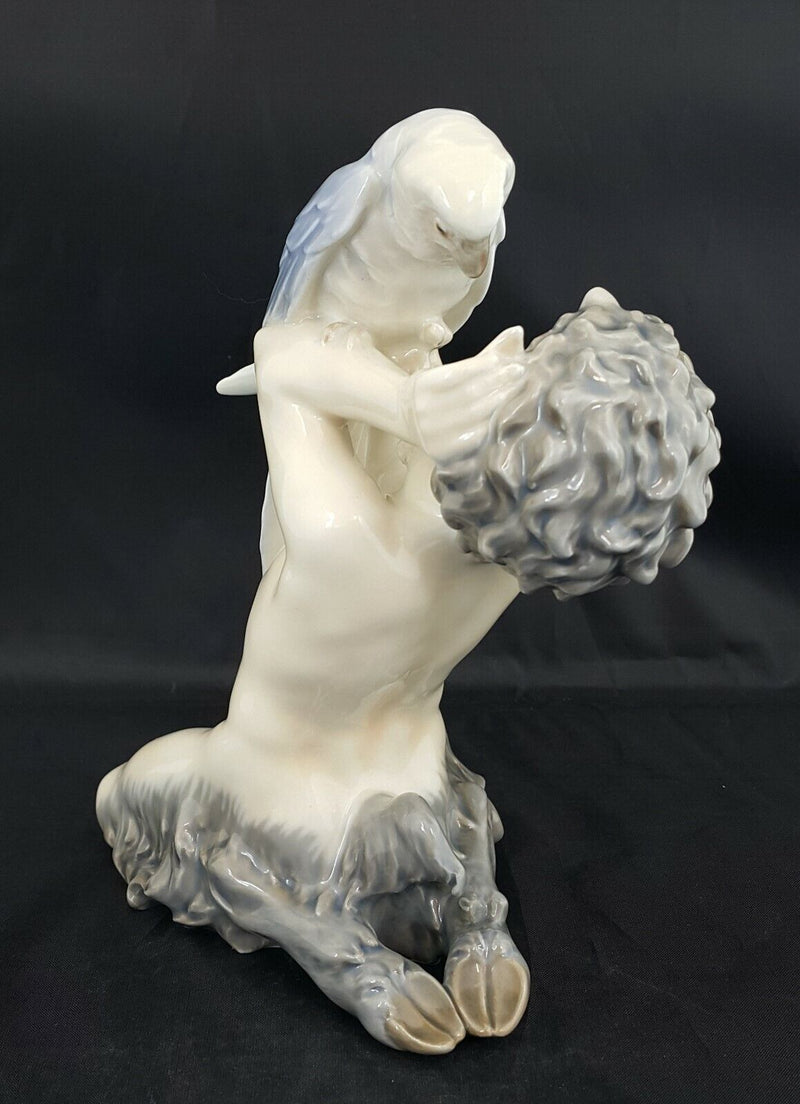 Royal Copenhagen Figurine 752 Faun Holding a Parrot