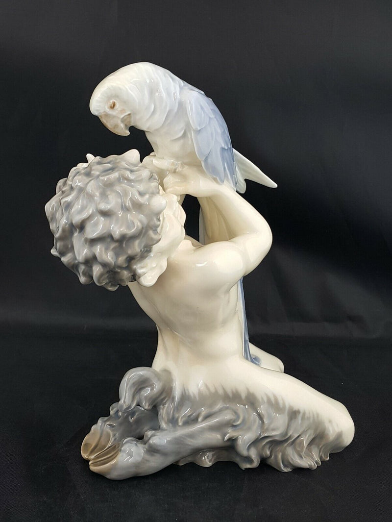 Royal Copenhagen Figurine 752 Faun Holding a Parrot