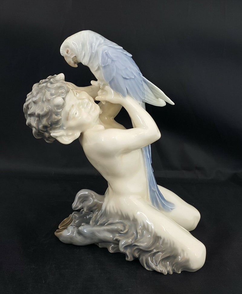 Royal Copenhagen Figurine 752 Faun Holding a Parrot