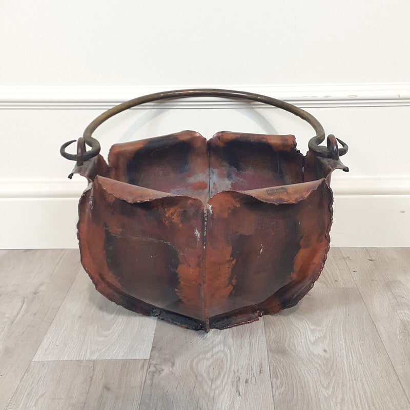 Antique Wrought Iron And Copper Bucket - F281