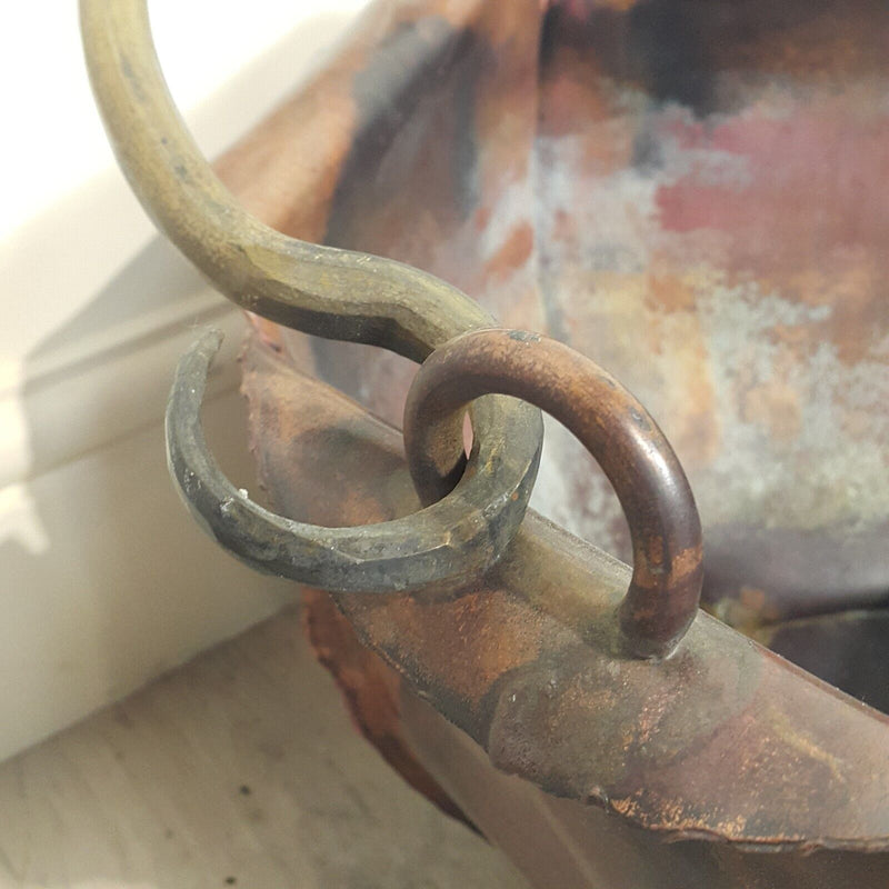 Antique Wrought Iron And Copper Bucket - F281