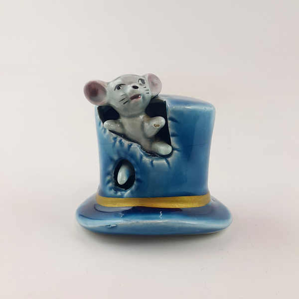Vintage Porcelain Figurine - Mouse In Blue Hat - OP 3264