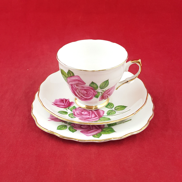 Crown Regent Floral Pattern - Trio Of Tea Cup / Saucer / Plate - OP 3276