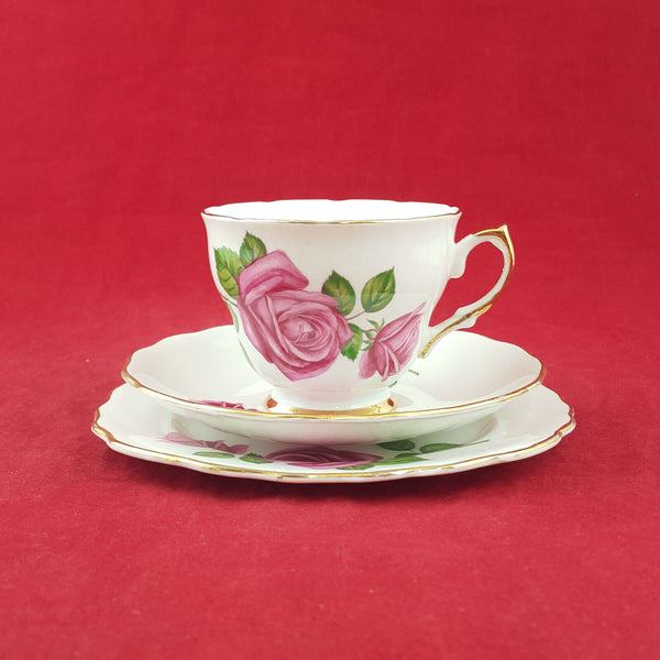 Crown Regent Floral Pattern - Trio Of Tea Cup / Saucer / Plate - OP 3276