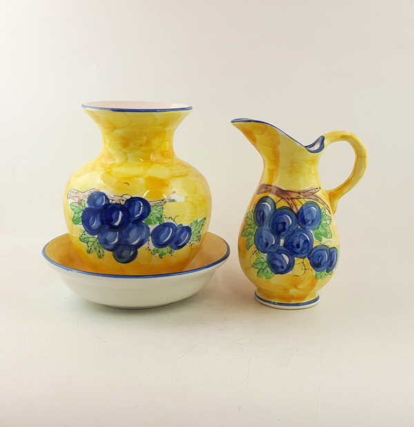 Handpainted Porcelain 3-piece Set Of Decorative Vases & Trinket Plate - OP 3340