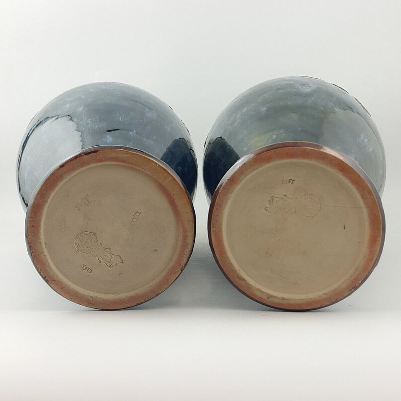 Royal Doulton - Pair Of Large Stoneware Lambeth Vases 3319 (rare) - RD 3245