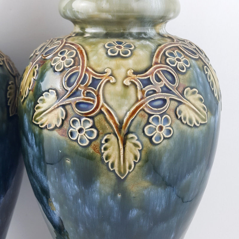 Royal Doulton - Pair Of Large Stoneware Lambeth Vases 3319 (rare) - RD 3245