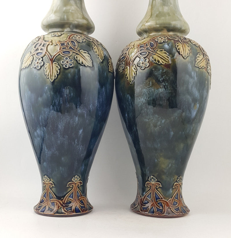 Royal Doulton - Pair Of Large Stoneware Lambeth Vases 3319 (rare) - RD 3245