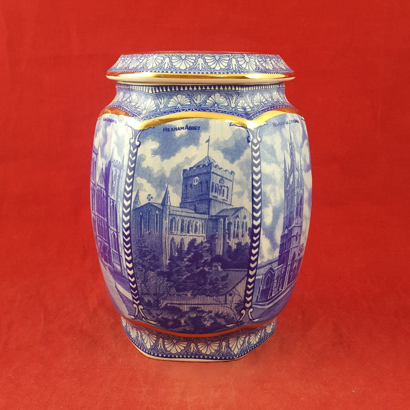 Wade Ringtons blue and white Tea Caddy