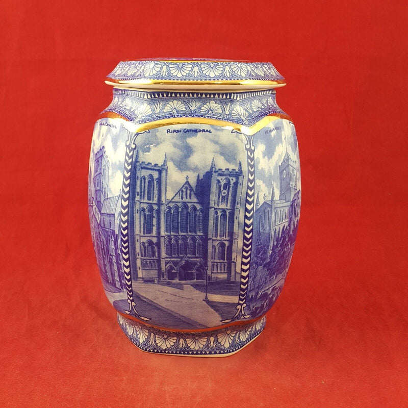 Wade Ringtons blue and white Tea Caddy