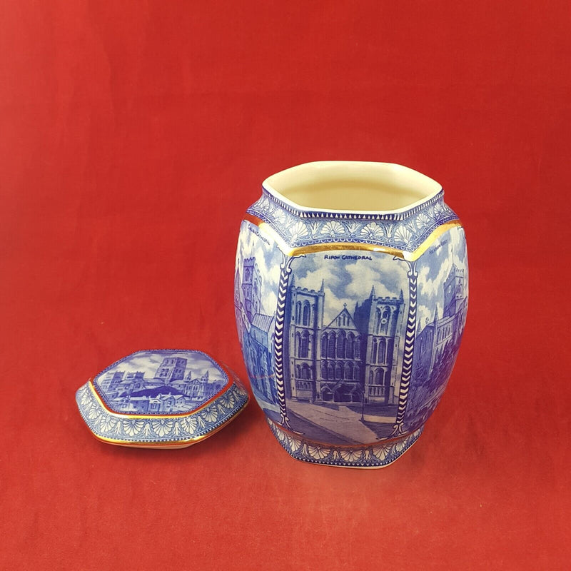 Wade Ringtons blue and white Tea Caddy