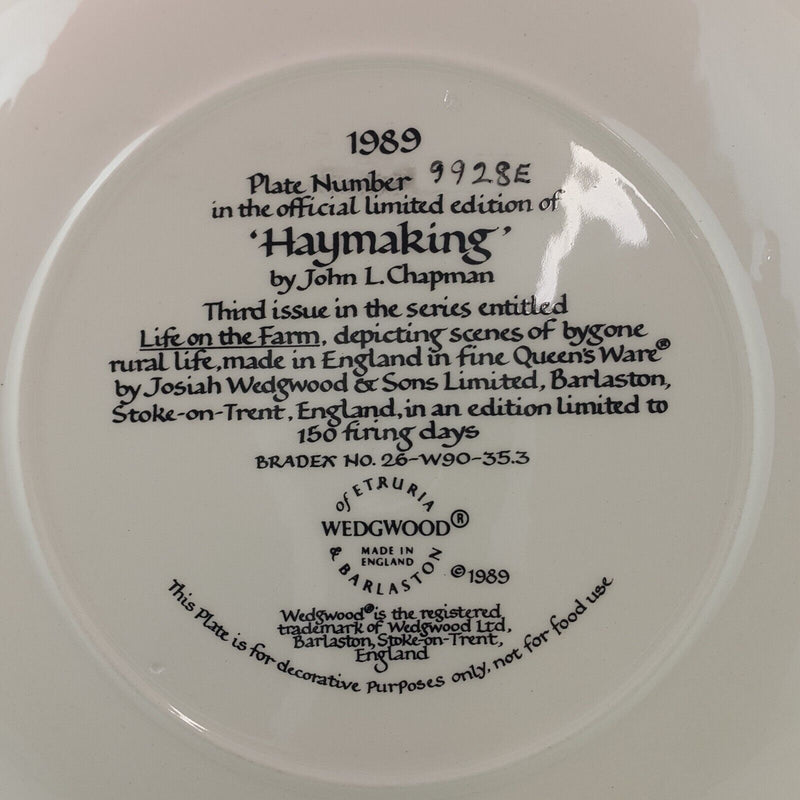 Wedgewood Decorative Plate Haymaking - 8602 WD