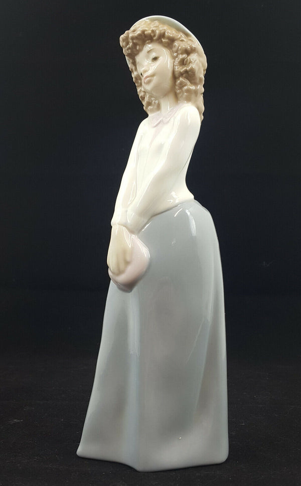 Lladro NAO Figurine 1121 Too Cute Girl With Handbag
