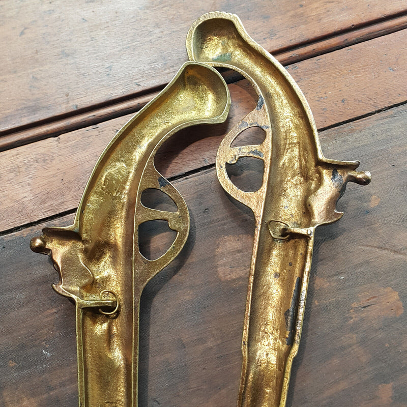 Pair Of Brass Decorative Duelling Pistols / Guns 33cm - OA 3282