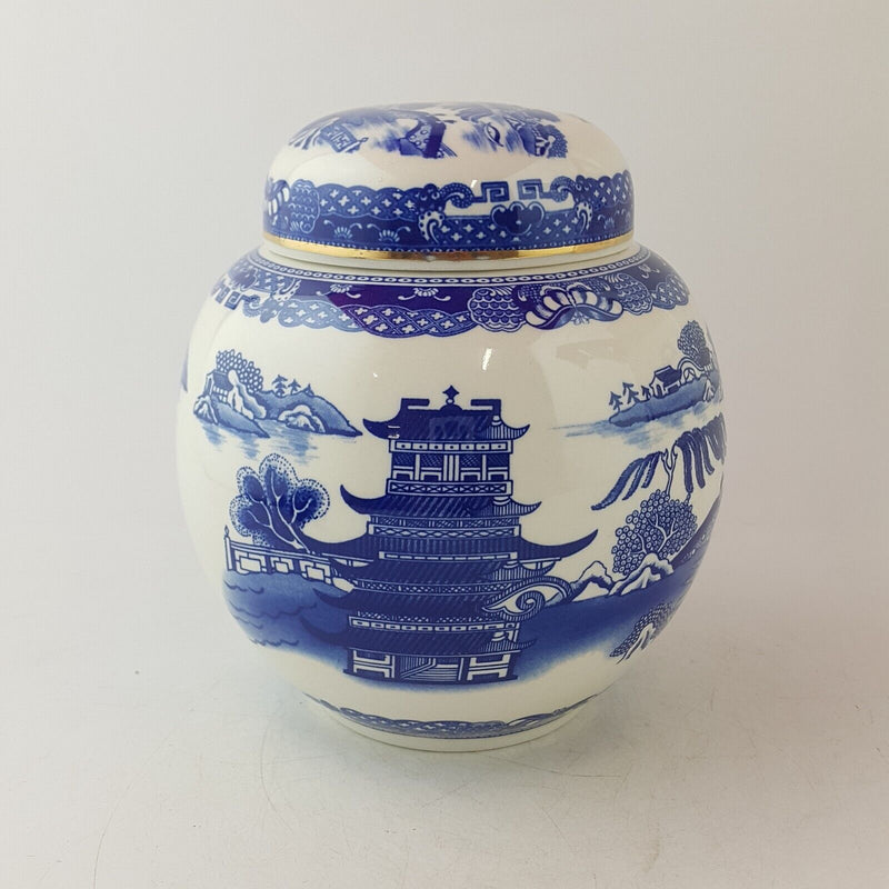 Ringtons By Wade Ceramics Pottery Ginger Jar/ Blue Willow Tea Caddy - 8783 O/A