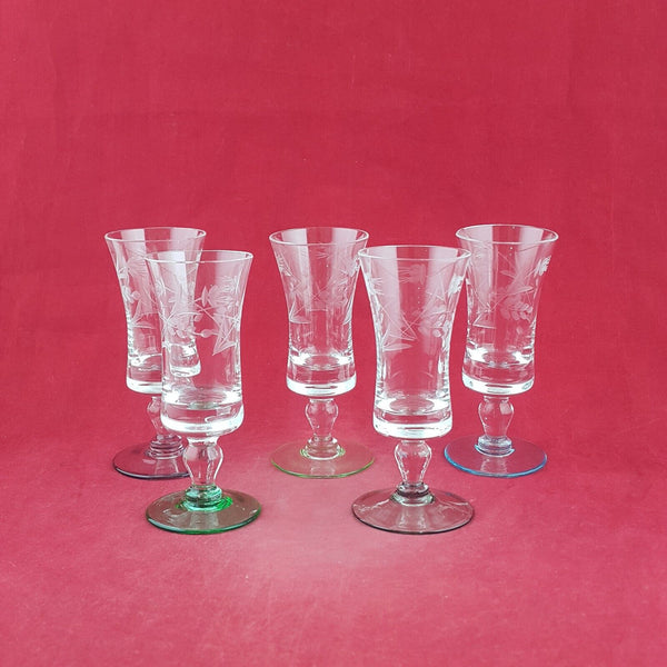 Vintage Set of 5 Medium Sherry Glasses - 8816 TF