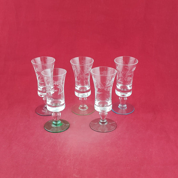 Vintage Set of 5 Medium Sherry Glasses - 8816 OA