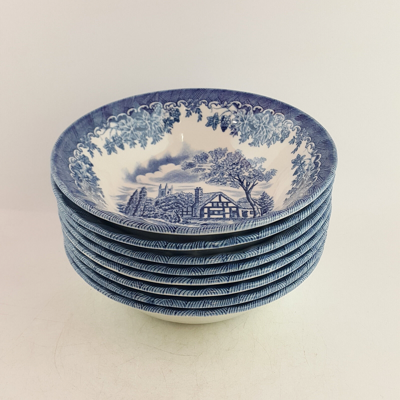 Churchill - Set Of 8 Dinner Bowls - The Brook Blue Georgian Collection - TF 3444