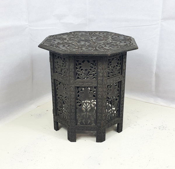 19th Century Hardwood Carved Octagonal Side Table - Small - F30