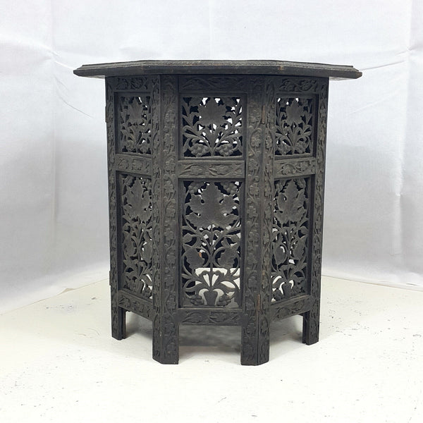 19th Century Hardwood Carved Octagonal Side Table - Small - F30