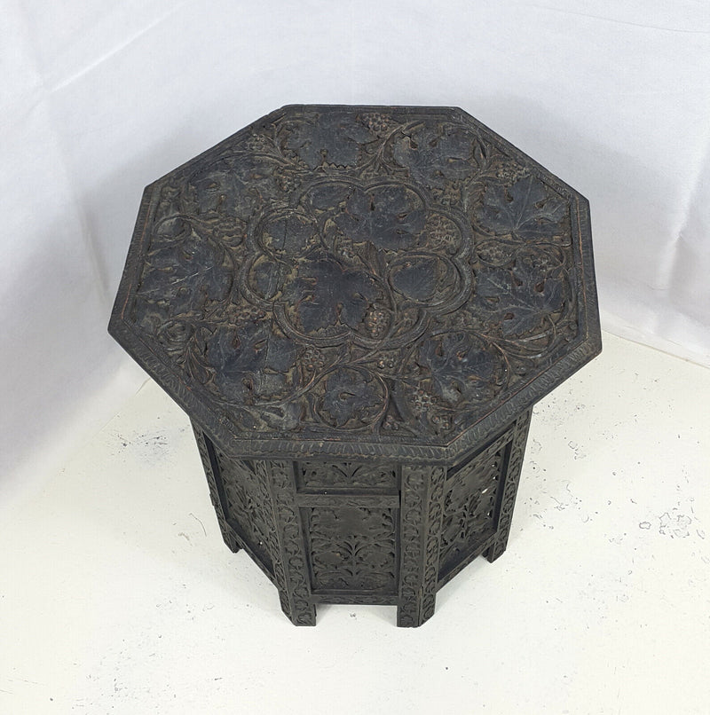 19th Century Hardwood Carved Octagonal Side Table - Small - F30