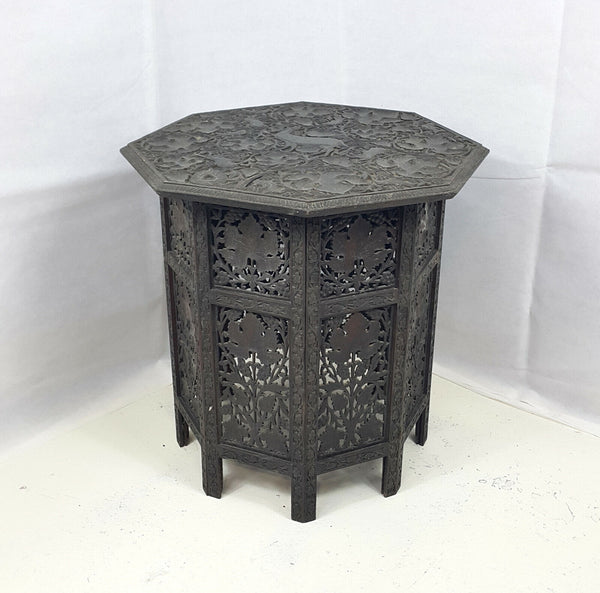 19th Century Hardwood Carved Octagonal Side Table - Large - F23