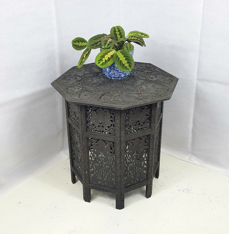 19th Century Hardwood Carved Octagonal Side Table - Large - F23