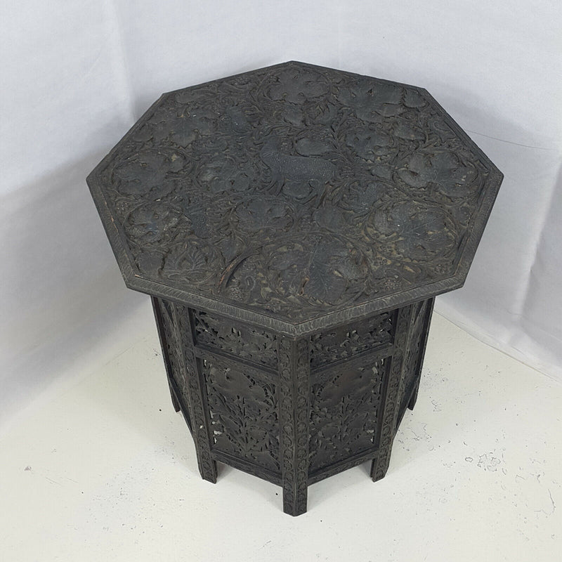 19th Century Hardwood Carved Octagonal Side Table - Large - F23