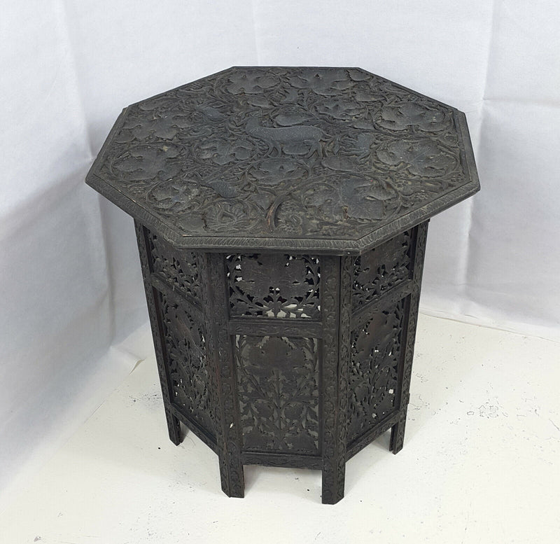 19th Century Hardwood Carved Octagonal Side Table - Large - F23