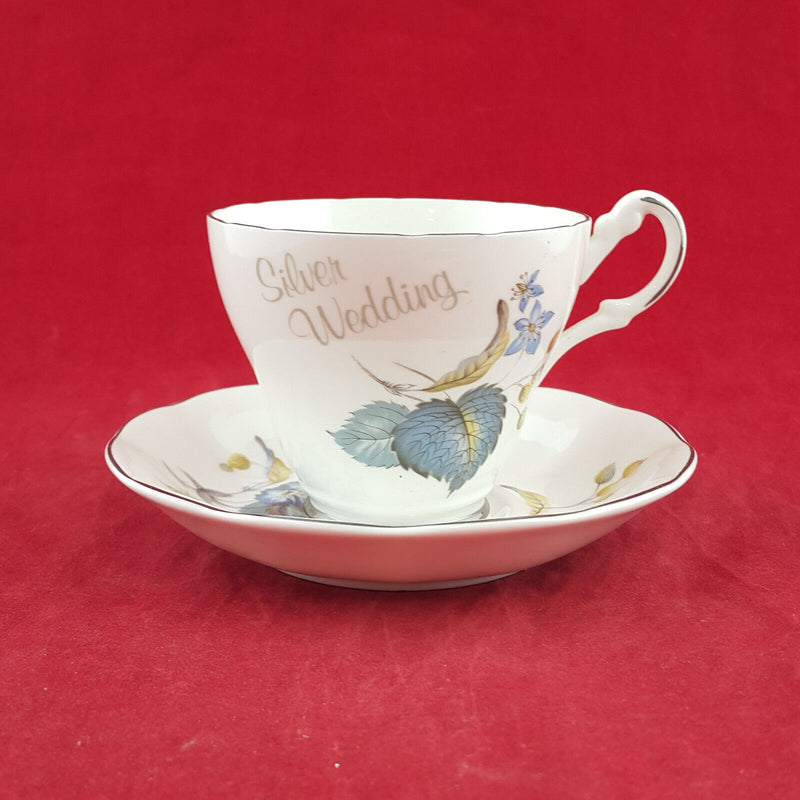 Argyle Bone China Silver Wedding / Mum - Set Of Cup & Saucer - OP 3456